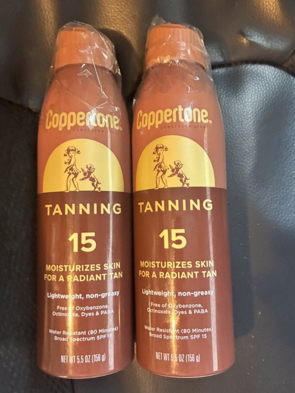 Coppertone Tanning Sunscreen Spray SPF 15 Water Resistant 5.5 oz, 2 Pack